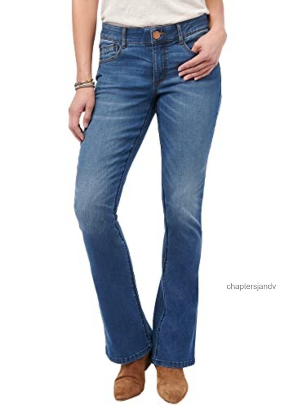 Plus Size Itty Bitty Boot Cut Jeans Mid Rise Elastic Waist Bootcut Denim